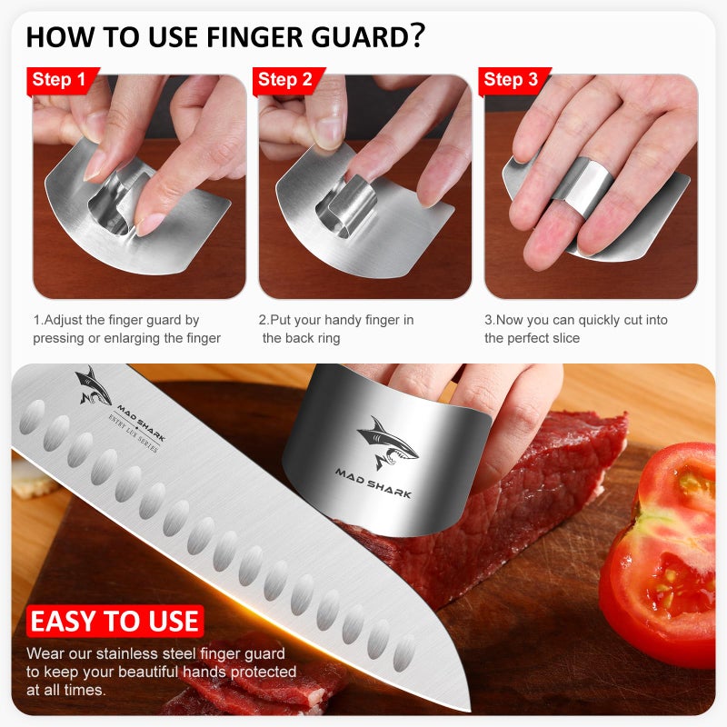 MAD SHARK Chef Finger Guards for Cutting with Gift Box, 2pcs Premium 304 Stainless Steel Finger Protectors for Cutting, Slicing and Chopping Vegetables, Fruits and Meat, Avoid Hurting Kitchen Tools - Image 3